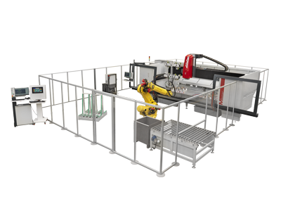 Das Master CNC-Bearbeitungszentrum kann perfekt in eine Bearbeitungslinie mit Roboter und Be- und Entladesystemen implementiert werden. Master Arbeitszelle
